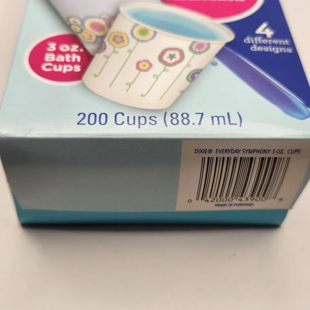 Dixie 3 oz Bath Cups 200 Count Disposable Paper SEALED Pastel Flowers 2016